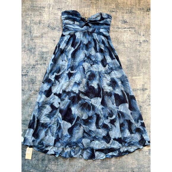 Abercrombie and Fitch Blue Pattern Strapless Hardware Cutout Maxi Dress XL - Picture 2 of 12